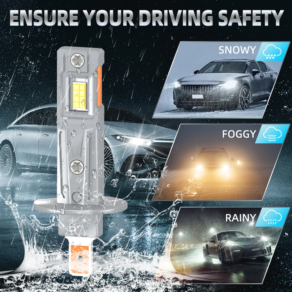 2PCS H1 LED Bulbs 700% Bright High/ Low Beam Bulbs 30000LM 6000K White 1:1 Mini Size for H1 Fog 70000hrs Lifespan Plug& Play