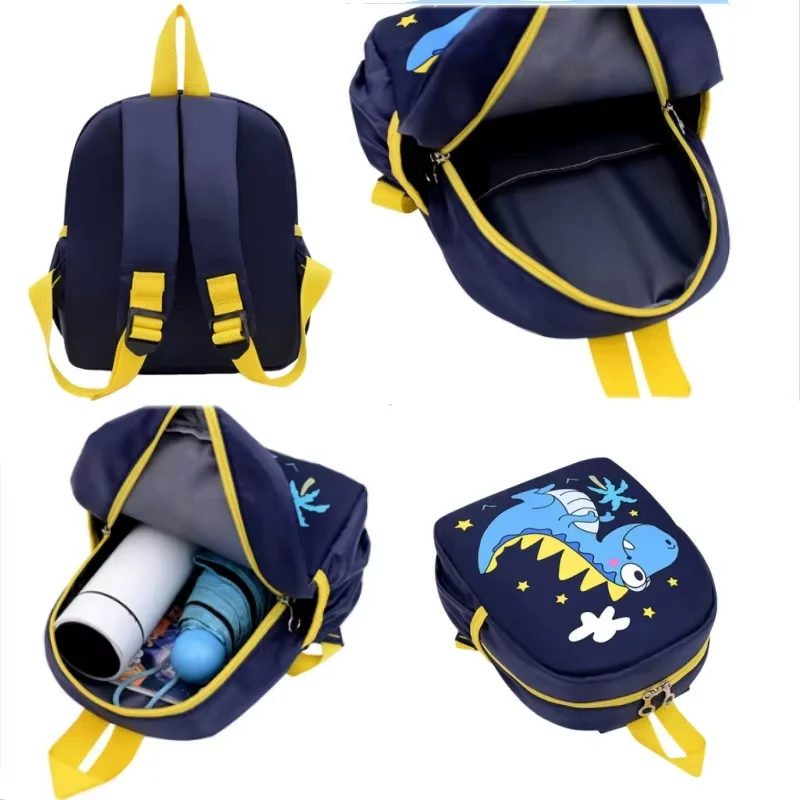 Kindergarten Children's Printed Schoolbag, Dinosaur Little Animal, Boys' and Girls' Back-To-School Season Canvas Double Backpack