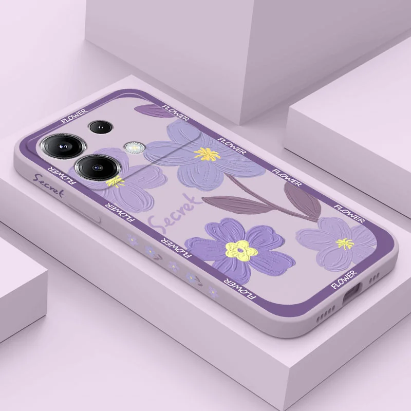 Purple Flower Phone Case For Xiaomi Poco X6 M5 M5S F5 X5 F4 X4 M4 F3 M3 X3 F2 Pro X2 4G 5G GT NFC Silicone Cover