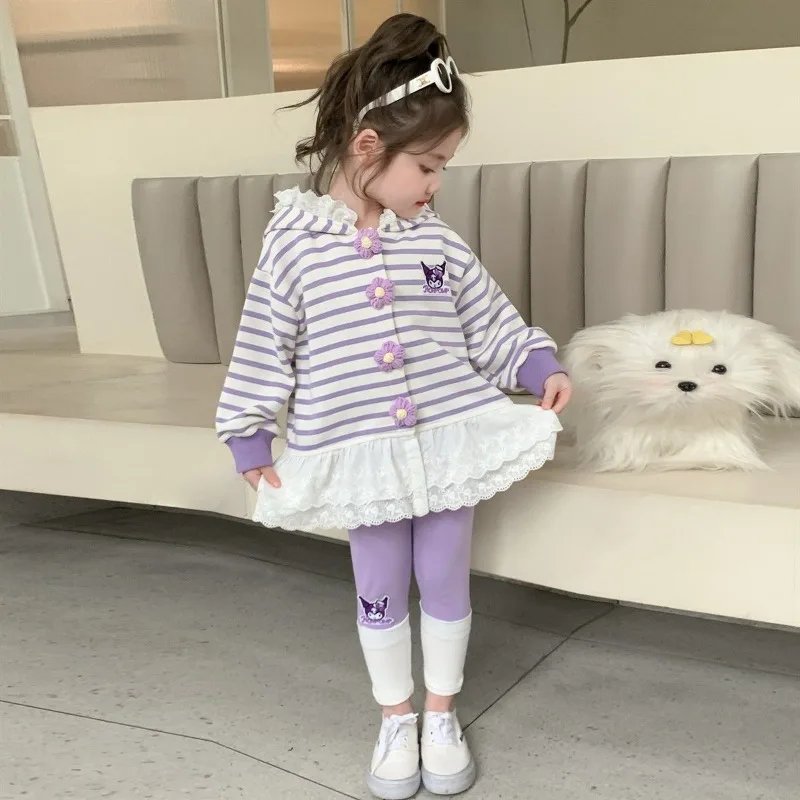 

Kawaii Kuromi My Melody Sanrio Student Cute Cartoon Long Sleeve Hooded Hoodie Children Comfortable Warm Trousers Gift for Kids