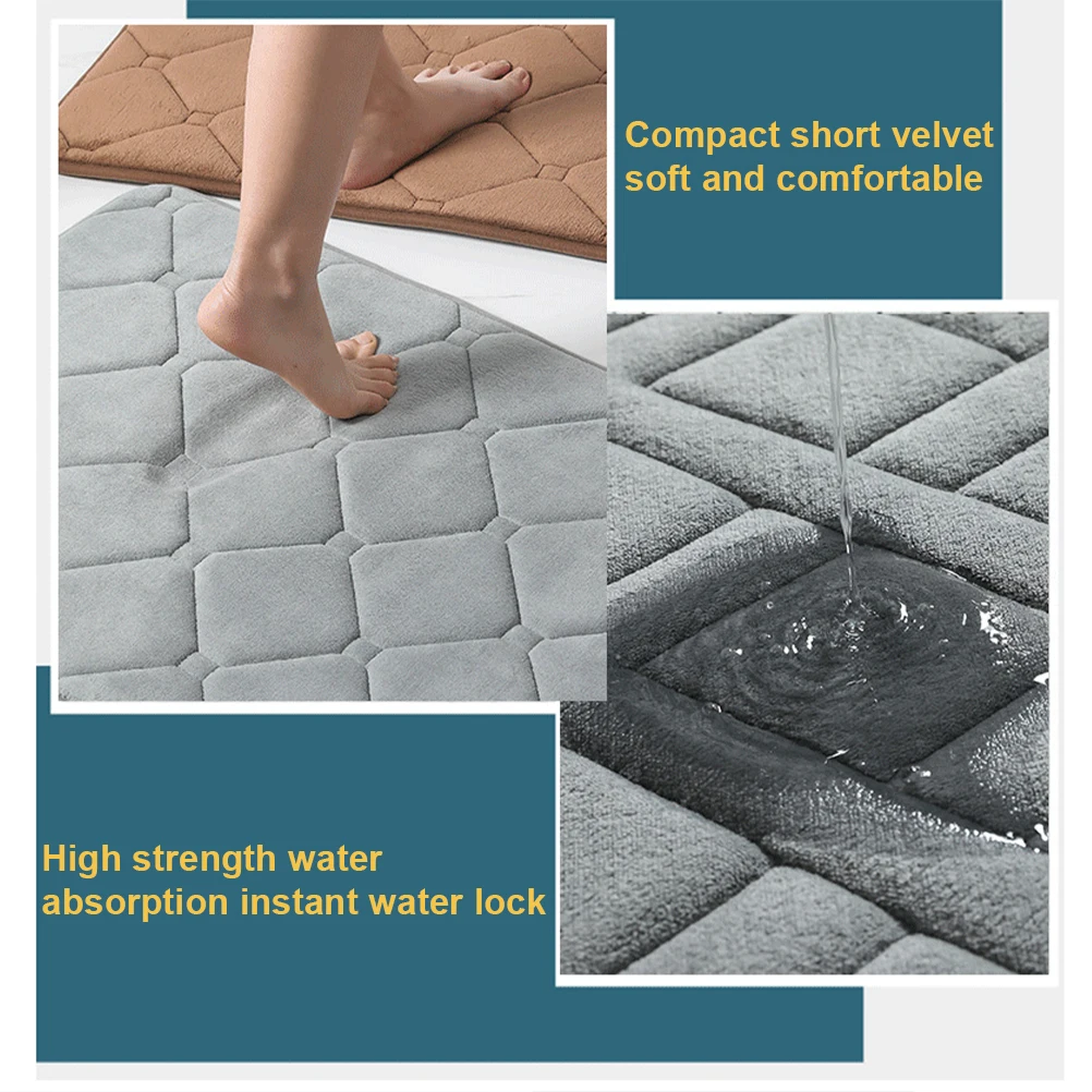 

Bathroom Nonslip Mat Absorbent Rebound Mats for Kitchen Floor Dark Grey Dirt Proof Longlasting Door Use Rain Day Home Essentials