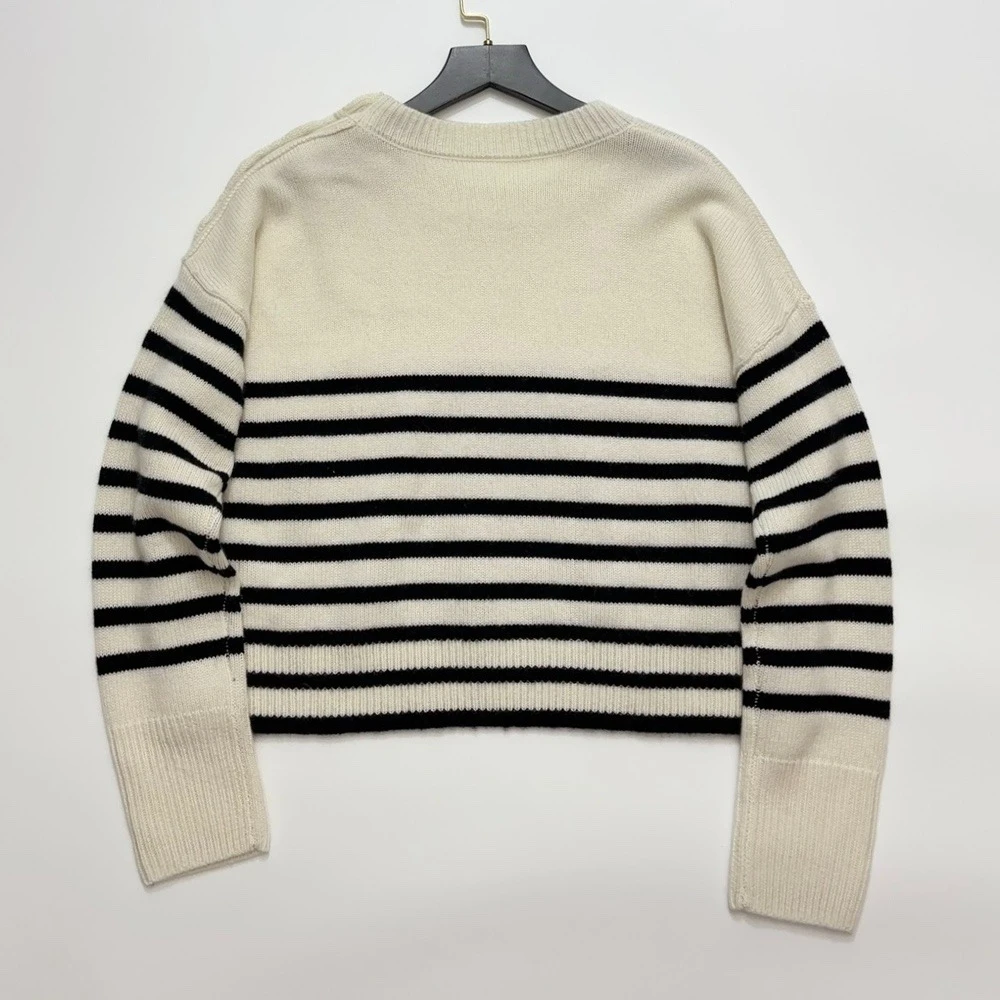 Autumn and Winter Jumper Striped Cropped Cashmere Sweater Women Pullover