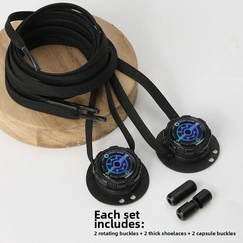 1 Pair Wide Flat Design No-Tie Shoelaces No-Tie Rotating Buttons Rotating Button Laces Casual Quick-Adjust Quick-Adjust Laces