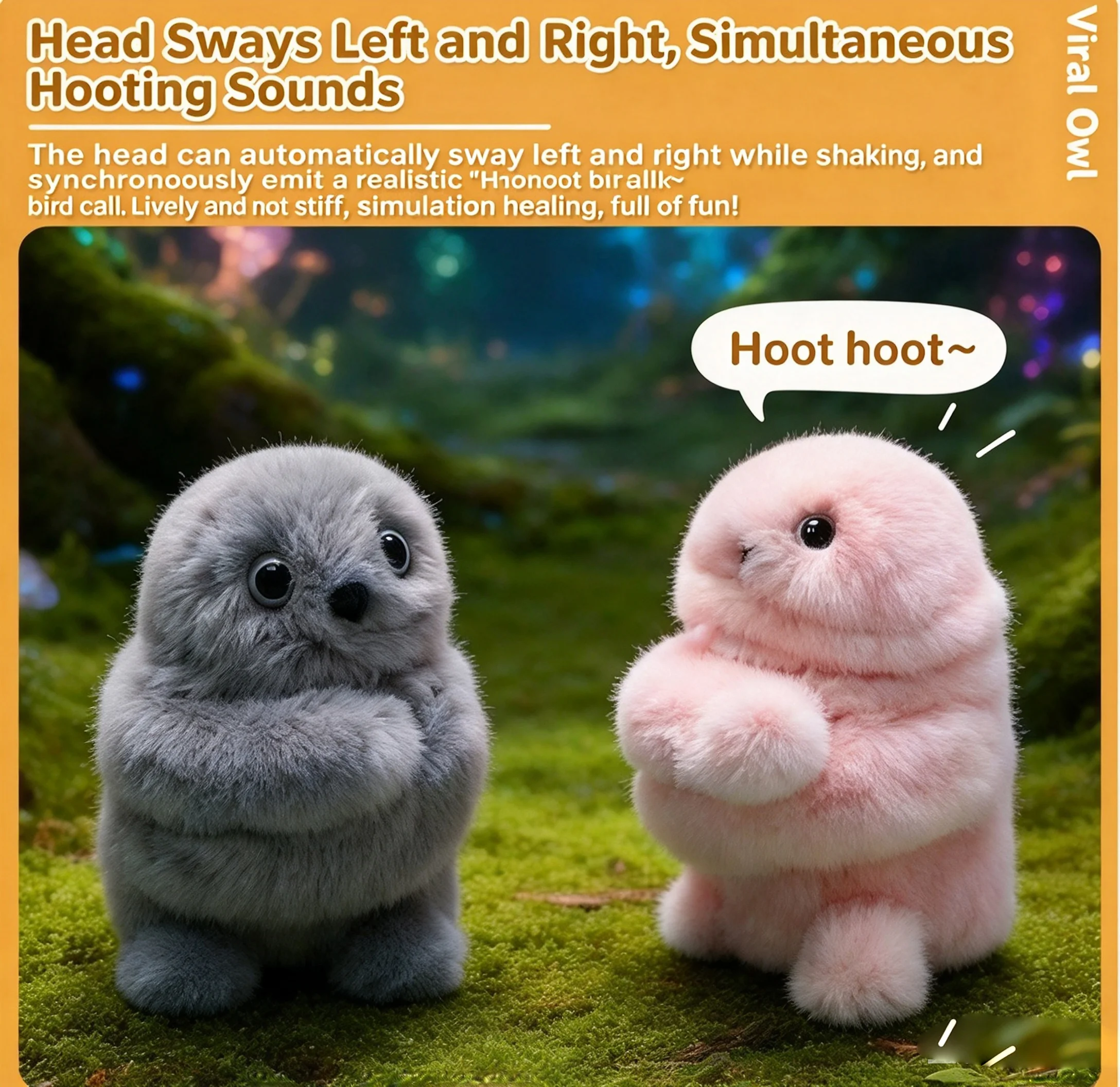 Cute Owl Plush Toy Repeats Your Voice Singing Moving Head Hugging Bag Charm Rechargeable Stuffed Animal Keychain Gift