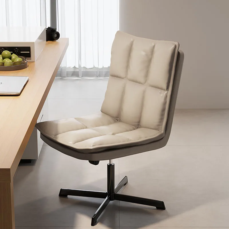Comfortable Cushion Office Chair Leather Lazy Modern Vanity Office Chair Swivel Backrest Sillas De Oficina Trendy Furniture
