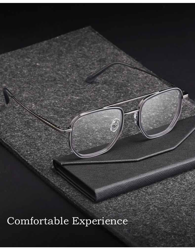 YIMARUILI Doppel Strahl Retro Acetat Brillen Ultra Licht Reinem Titan Optische Brillen Rahmen Männer Und Frauen L1361 – Detail 5