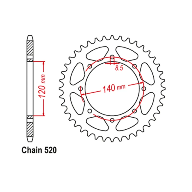 OZOEMPT 520-43T Motorcycle Rear Sprocket Apply to KLE250 A1-A6  93-01 KLR650 (KL650A1-A3)  87-89  KLR650 (KL650B1) Tengai  89-90