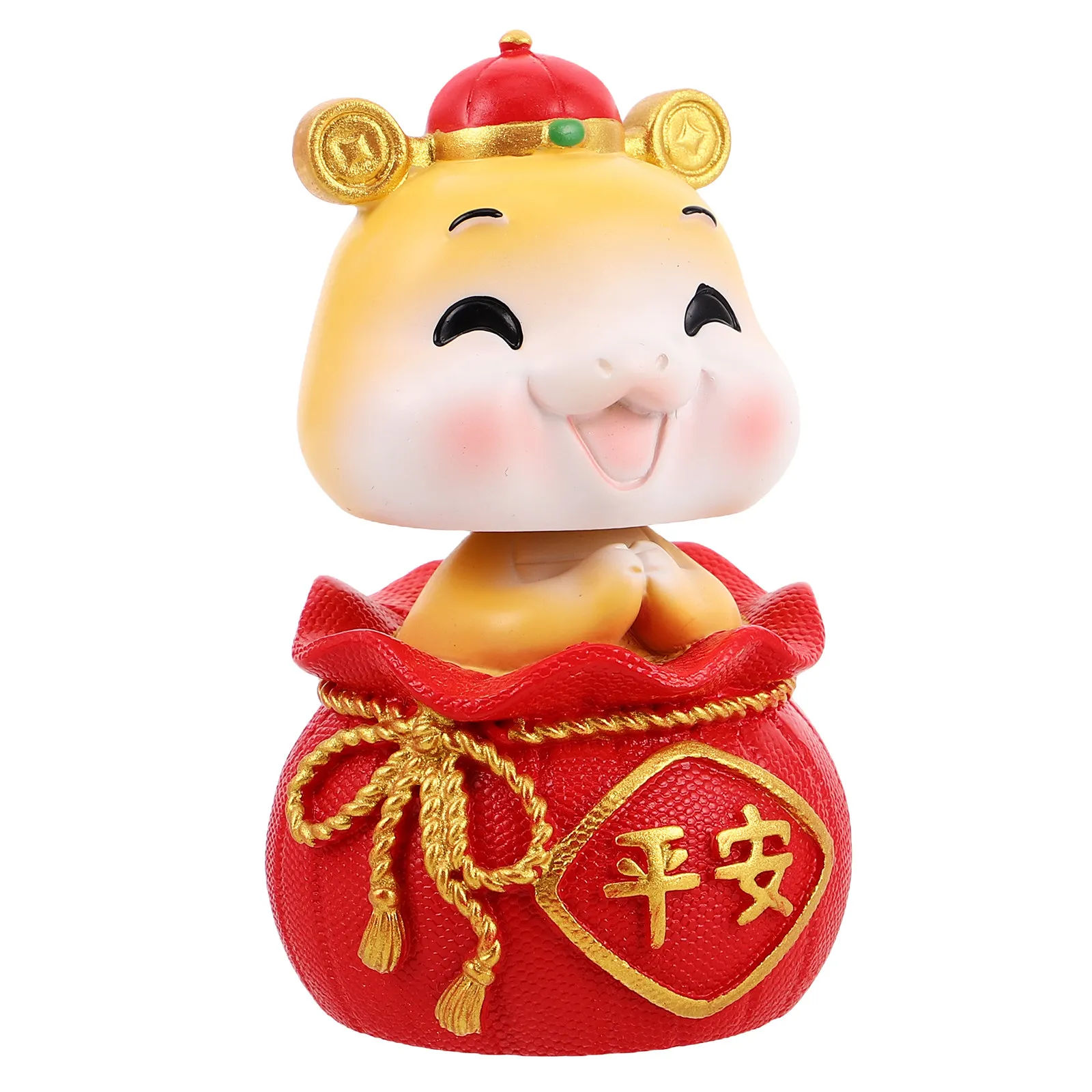 Lunar New Year Large Snake Car Dashboard Ornament Zodiac Bobblehead Lucky Resin Snake Decoration Car Shaking Head Decoration