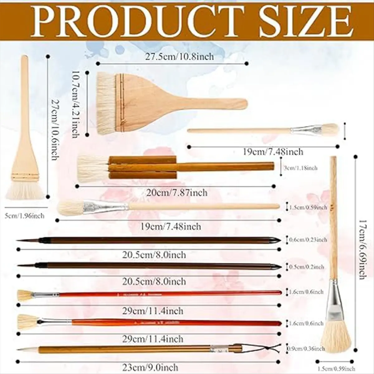 12Pcs Ceramic Glaze Brush Set,Pottery Glaze Brushes Acrylic Watercolor for Drawing Artists Painting Students Kids Adults-VVBC