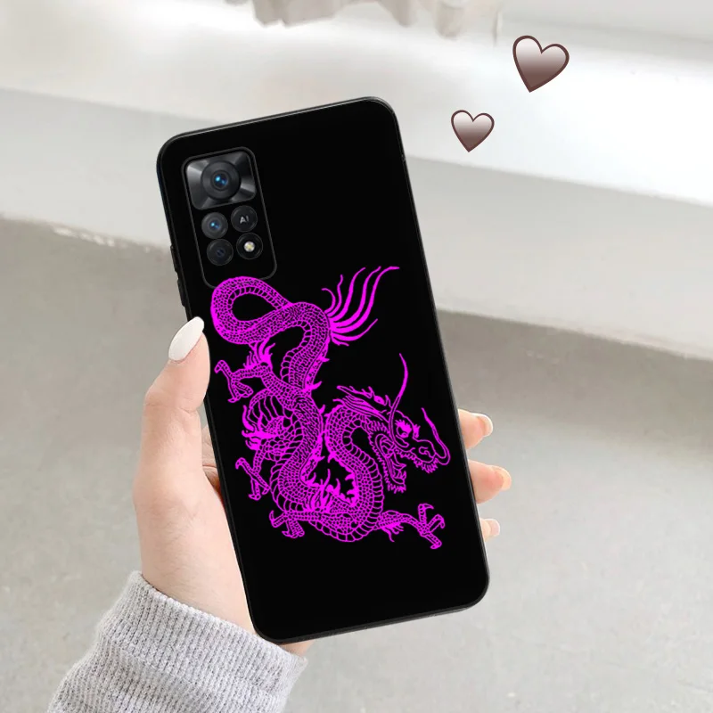 Capa de telefone de silicone macio para redmi, capa estética, dragão roxo, xiaomi 11 lite, 11t, 10s, 10a, 10c, nota 10, nota 11 pro, 5g