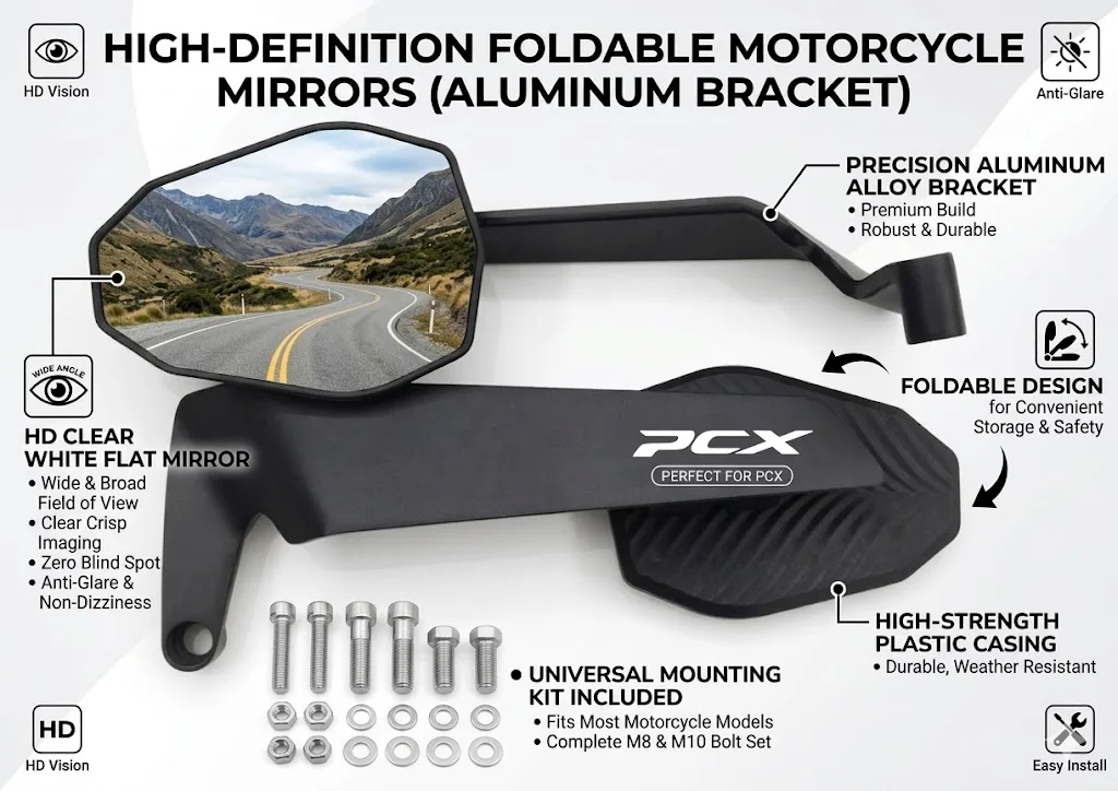 Modified Wind Wing Motorcycle Side Rearview Mirrors Accessorie For Honda PCX125 PCX150 PCX160 MT03 MT07 MT09 MT10 2021 2022 2023