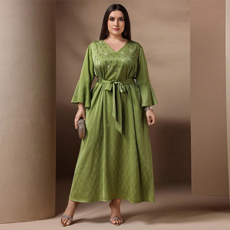 

Ид женское платье мусульманская Абая вечерние Джалабия Рамадан горный хрусталь длинные платья Абая Vestidos кафтан арабский халат Дубай плюс размер