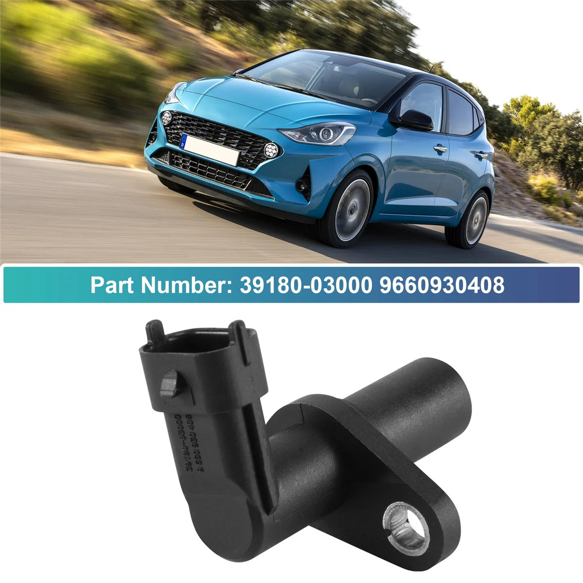 #973Z Crankshaft Position Sensor for Hyundai I10 I20 Kia Picanto Rio 39180-03000 9660930408 (black)