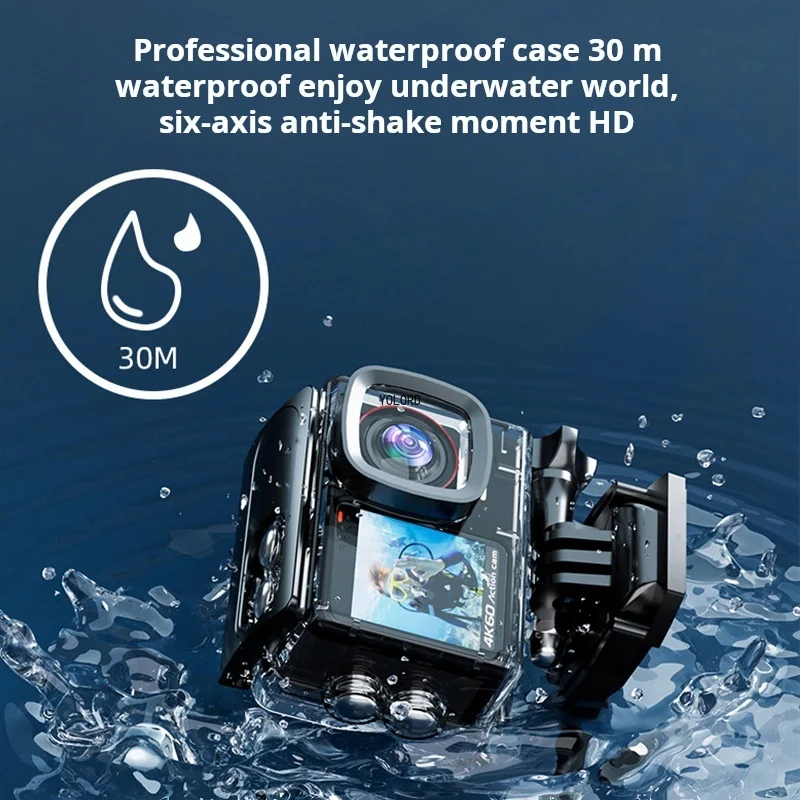 Action Camera 4K 30FPS Anti-shake Dual Screen Wide Angle 30m Waterproof Outdoor Bicycle Video Recording Sport Helmet Camera