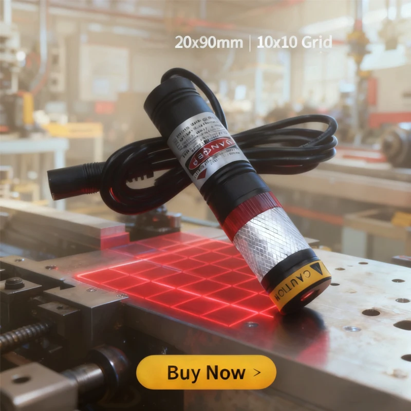 DOE Square 10x10 Grid Waterproof D20X90mm Focusable 635nm Red 50mW 100mW 150mW 200mW Laser Module for Cutting Positioning