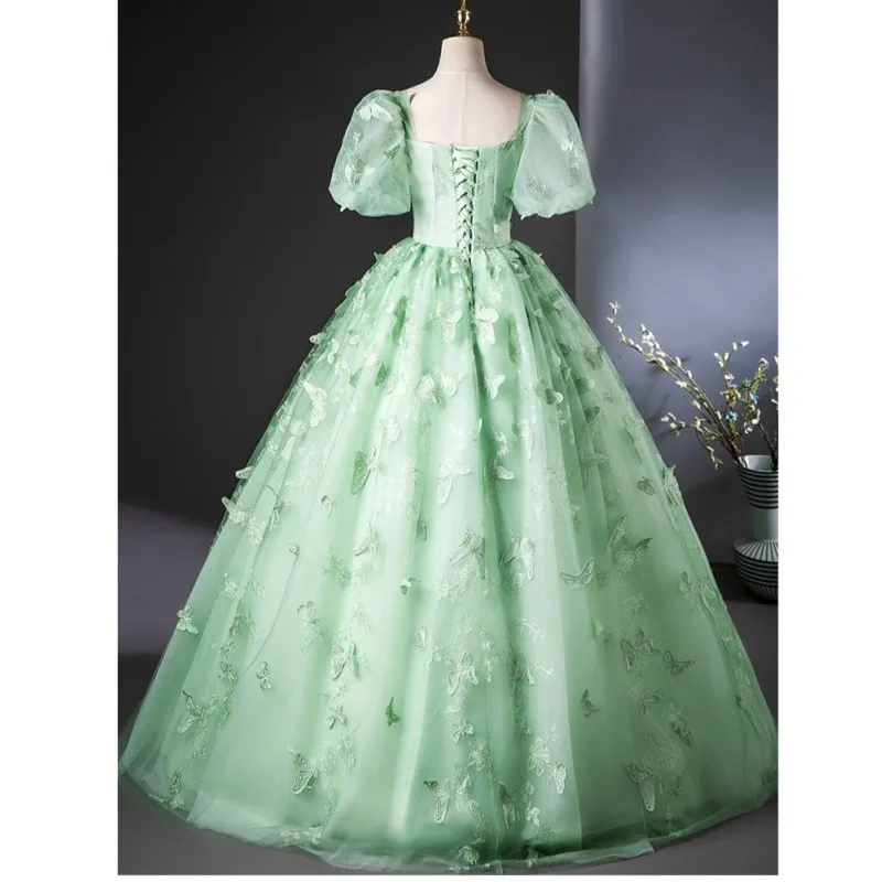 2024 New Quinceanera Dresses Sweet Lace Butterflies Princess Dress With Puff Sleeve Elegant Long Tulle Ball Gowns Customized