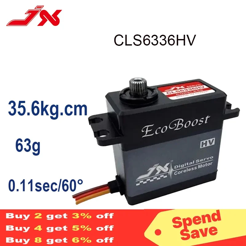 JX CLS6322HV CLS6336HV Digital Servo, Aluminium Shell, Metal Gear HV, Coreless Motor for 1/8 RC Car Crawler Buggy, 35kg