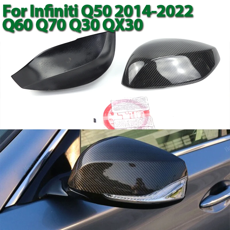 

Real Carbon Fiber Side Rearview Mirror cover Cap add-on for Infiniti Q30 Q50 Q60 V37 Q70 QX50 J50 QX60 QX70 S51 Nissan Skyline