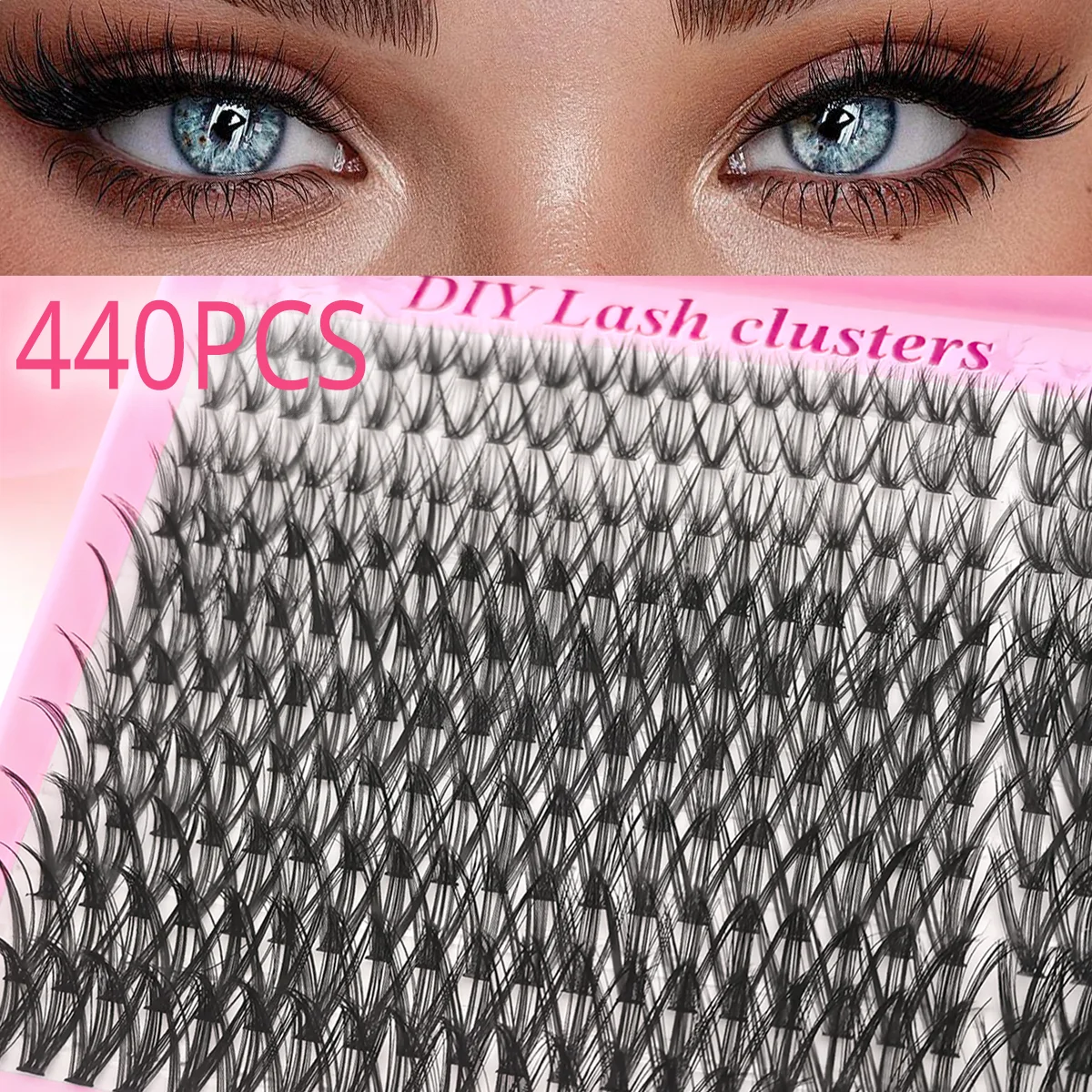 440 Uds 30D pestañas postizas DIY, longitud mixta de 10-16mm, rizo D, con pegamento y pinzas de doble punta, creando ojos grandes encantadores
