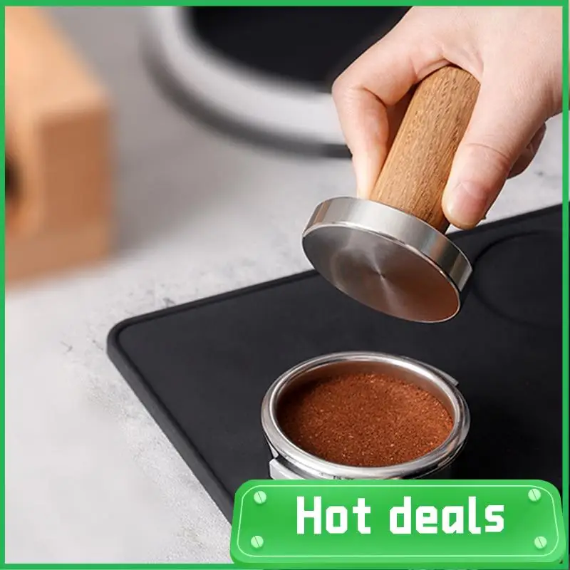 

A74X-Coffee Tamper Espresso Stamp: Coffee Tamper Real Wood Handle, Espresso Tamper Includes Silicone Cushion Easy To Use 51Mm