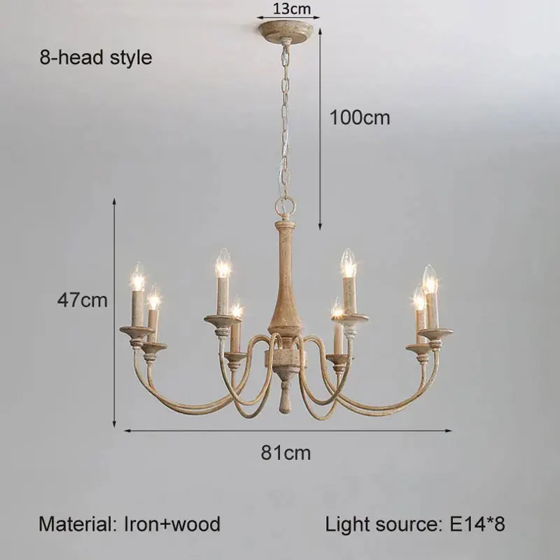 American Rural French Vintage Wooden Chandelier Living Room Dining Room Bedroom Pendant Lamp Cafe Clothing Store pendent Lamp