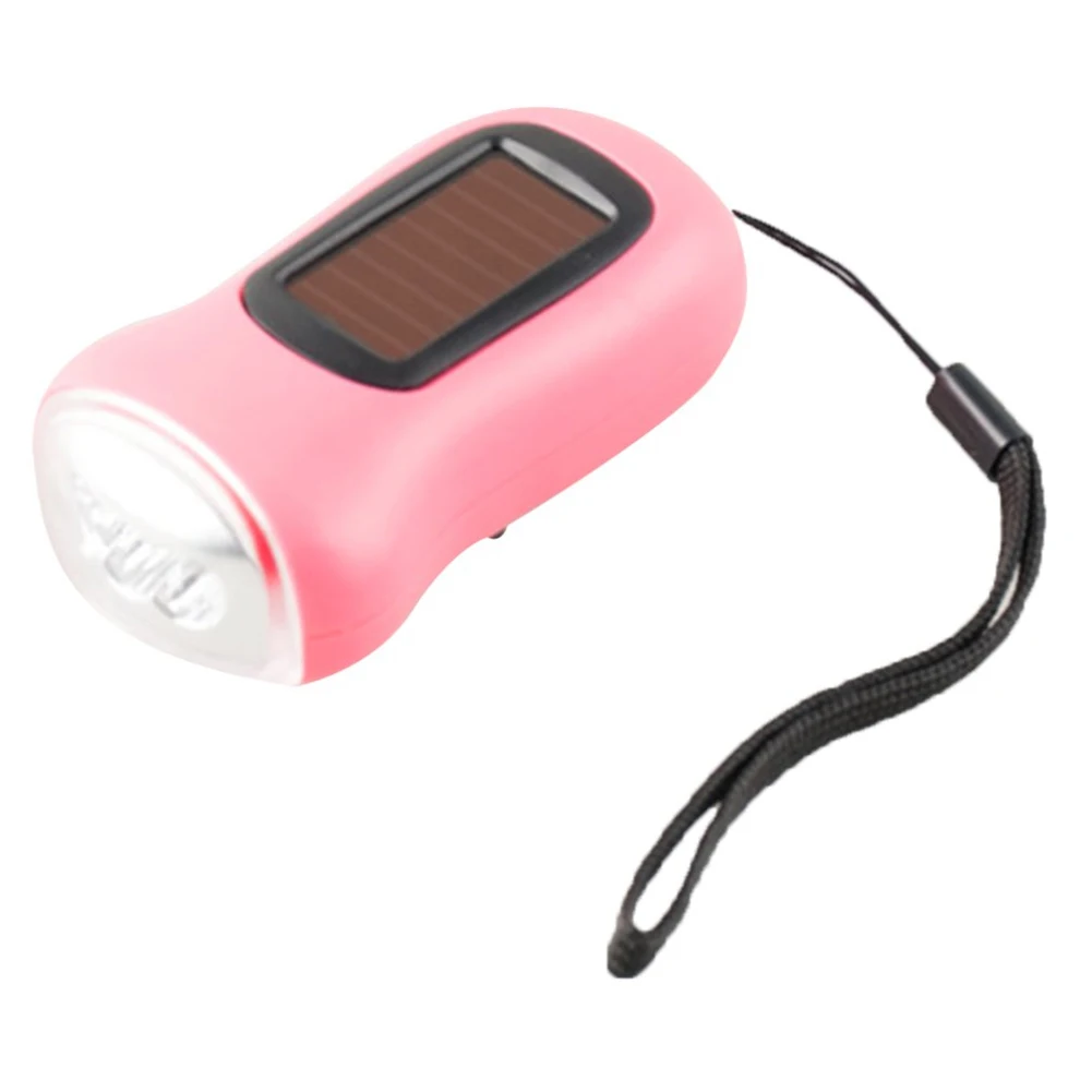 Lampe de poche à manivelle LED polyvalente avec lanière, torche de camping compacte, lampe de tente solaire, survie d'urgence