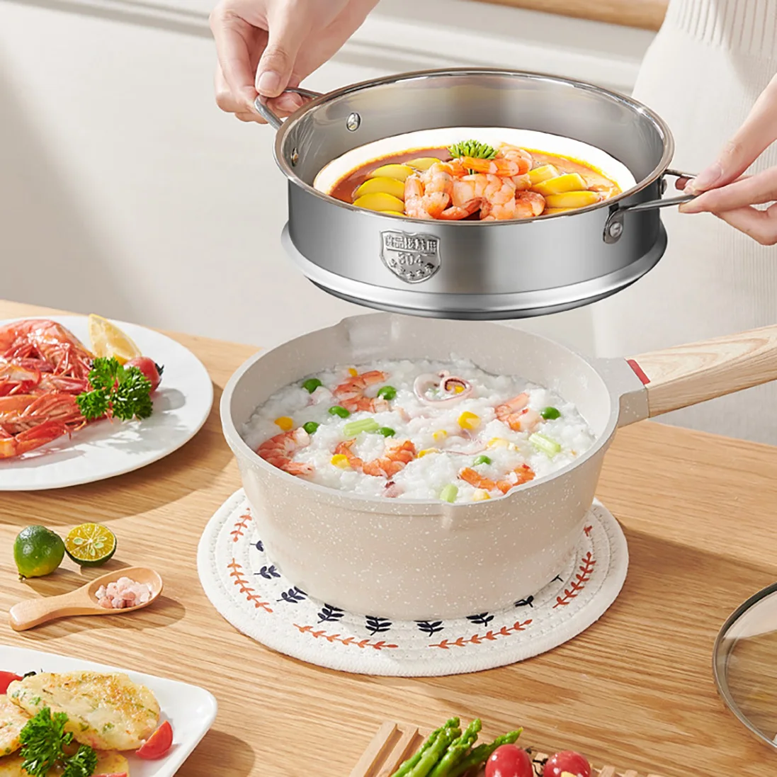 

Наборы кастрюль для соуса с крышкой, кастрюли для приготовления пищи, набор посуды с антипригарным покрытием и носиком, маленькая кухонная кастрюля, индукционная портативная кастрюля