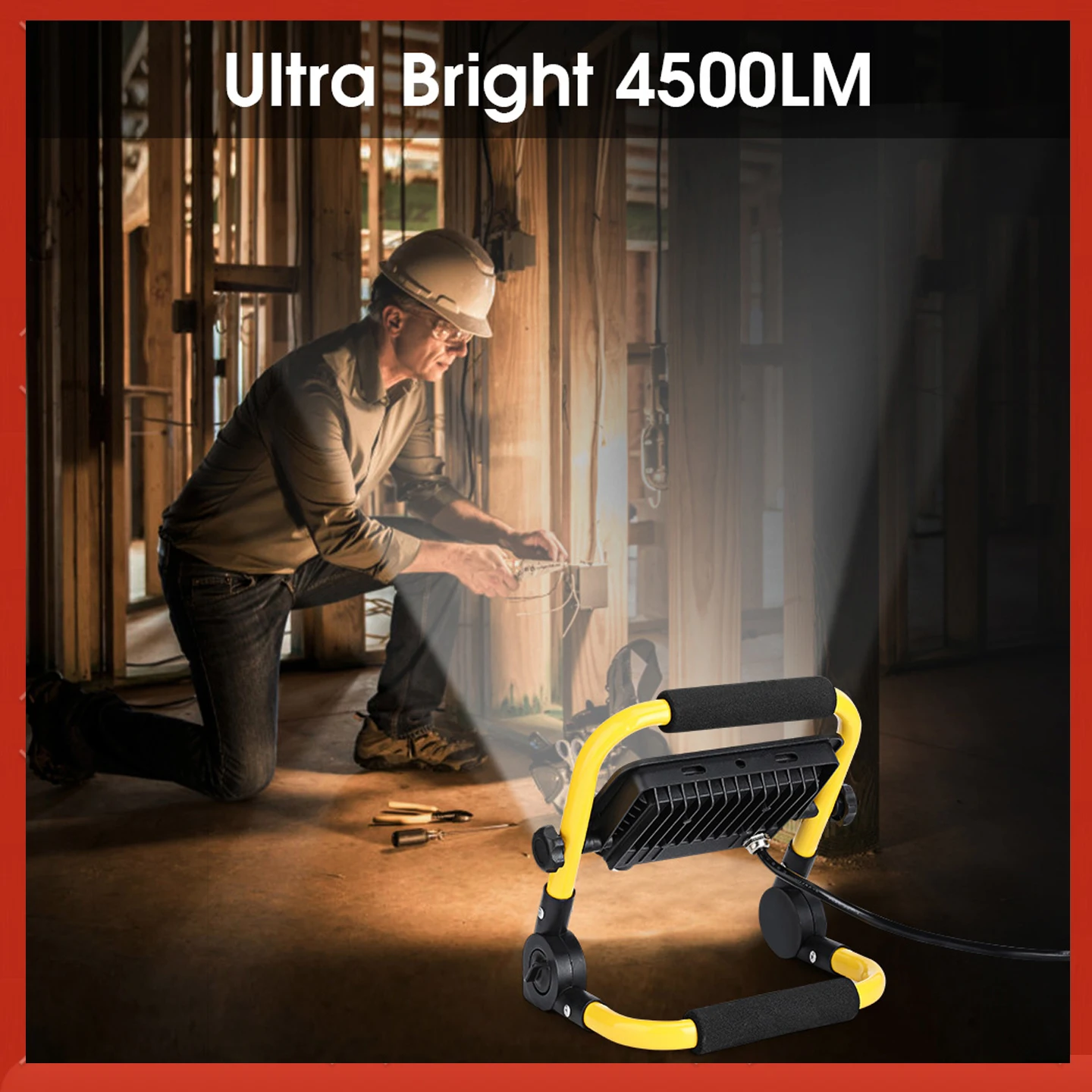 Projecteur LED Portable étanche IP65, prise de fil de 5M, support de lumières de secours, prise ue