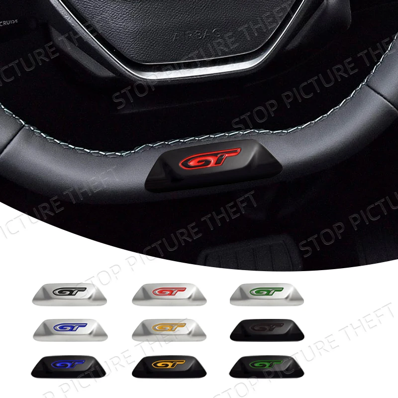 Metal Alloy GT Logo Car Steering Wheel Badge Interior Sticker Decoration Emblem For Peugeot 5008 4008 508 3008 308