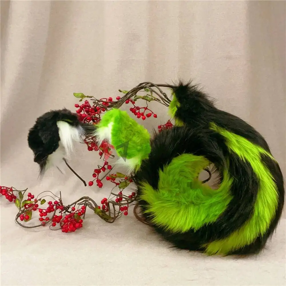 

New Hand Made Work Shiba Inu Dog Fold Ears Hairhoop Headwear Tail Tail-curling Panhu Style Color Costume Accessories Custom Made