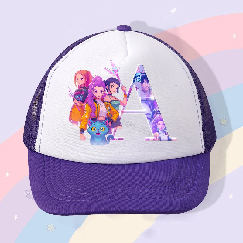 

Kpop Demon Hunters A-Z Print Baseball Caps Name Combination Letter Casquette Kids Adult Size Mesh Hats Beach Vacation Headgear