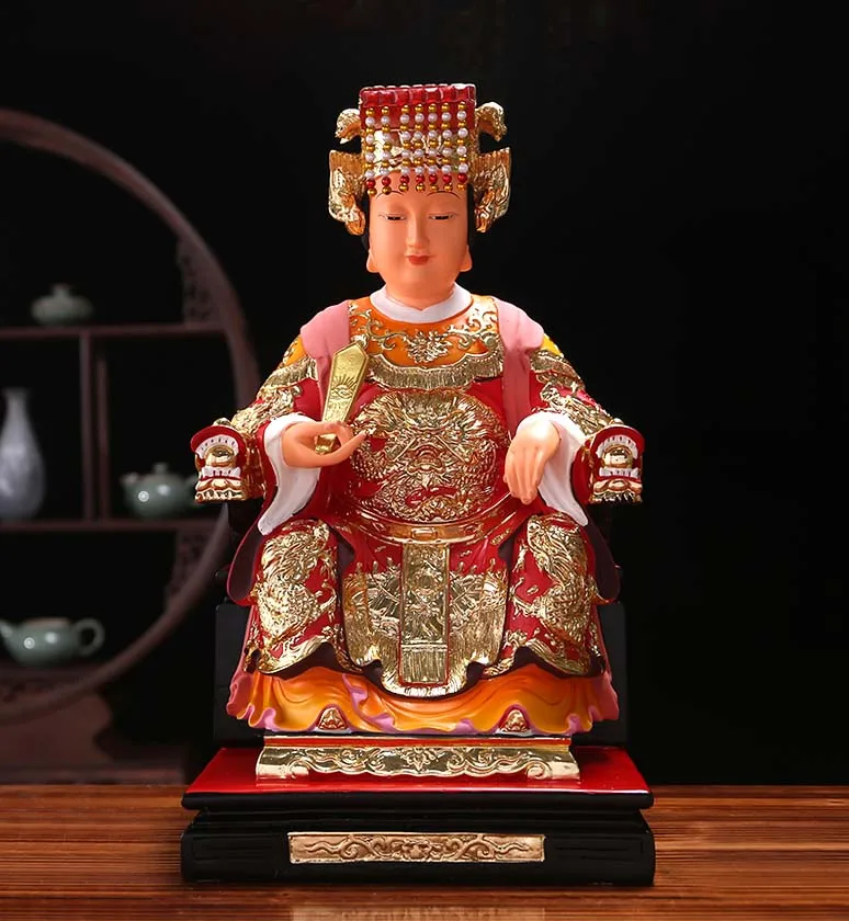 39CM Large Southeast Asia Home Hall Talisman Mascot Goddess of SEA Matsu MAZU Guanyin Buddha gilding color Sculpture statue