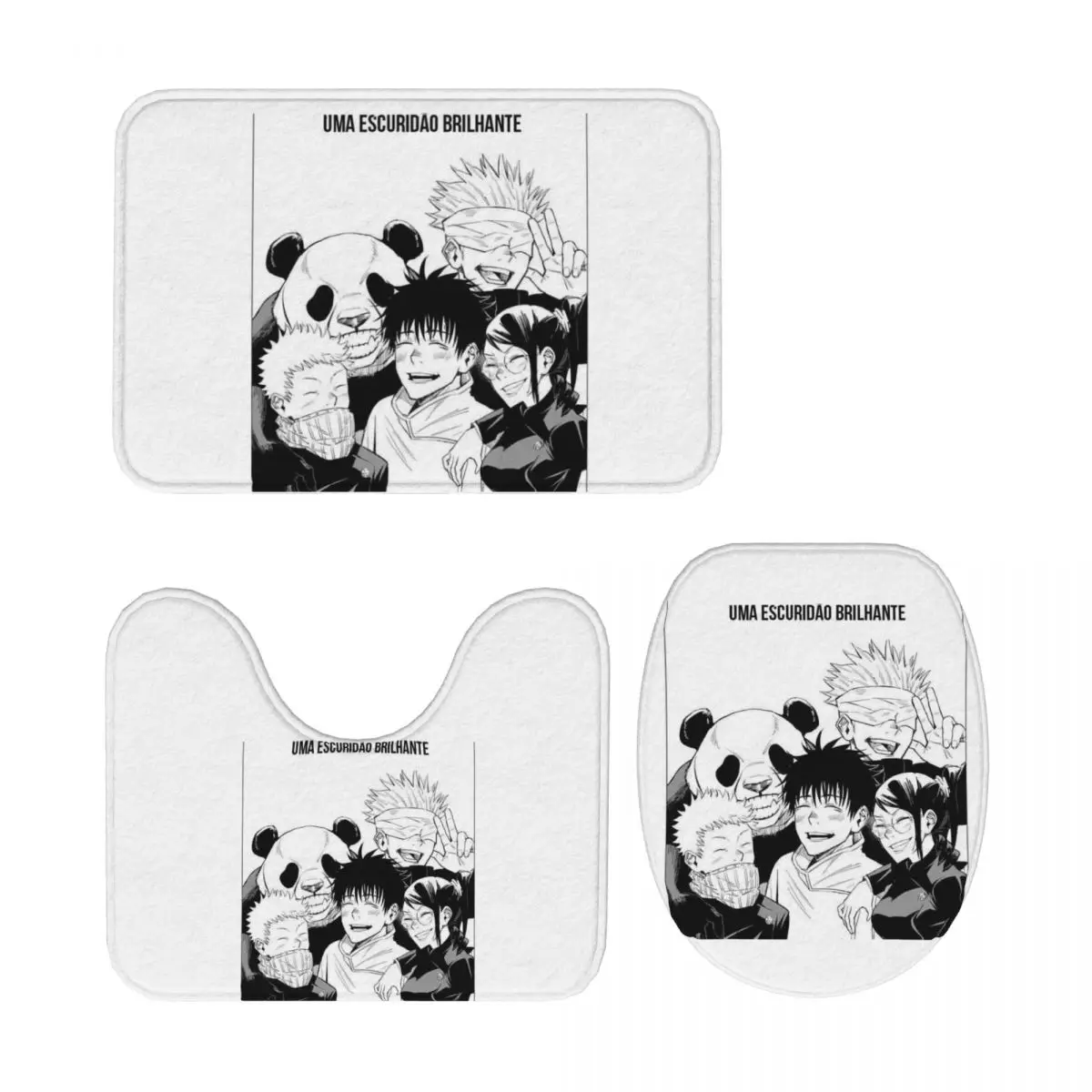 

Jujutsu Kaisen 0, 3 шт. коврик для ванной, набор для ванной комнаты, крышка для унитаза, домашний декор, нескользящий ковер, напольный коврик