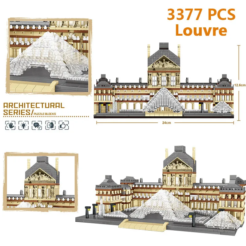 City Architecture Eiffel Tower Big Ben Pair Louvre Micro Building Blocks Sydney Opera House Capitol Taj Mahal Construction Toys