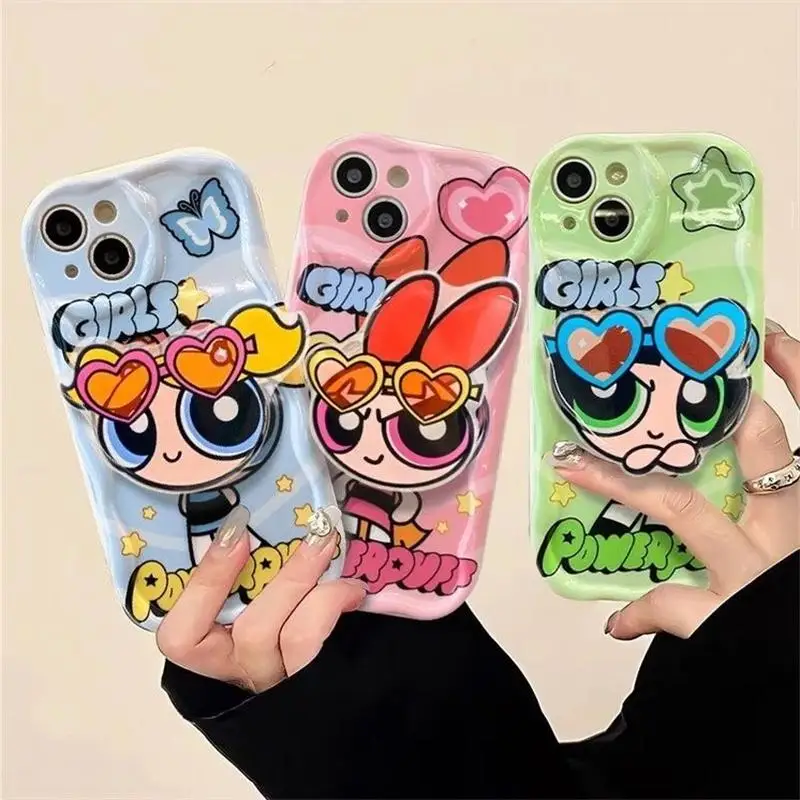 Cute Powerpuff Girls Stand Phone Case for Huawei Honor 90 Lite 5G P30 Mate 30 40 Pro P40 Nova 9 10 SE 11 5T 7 Pro Bracket Cover