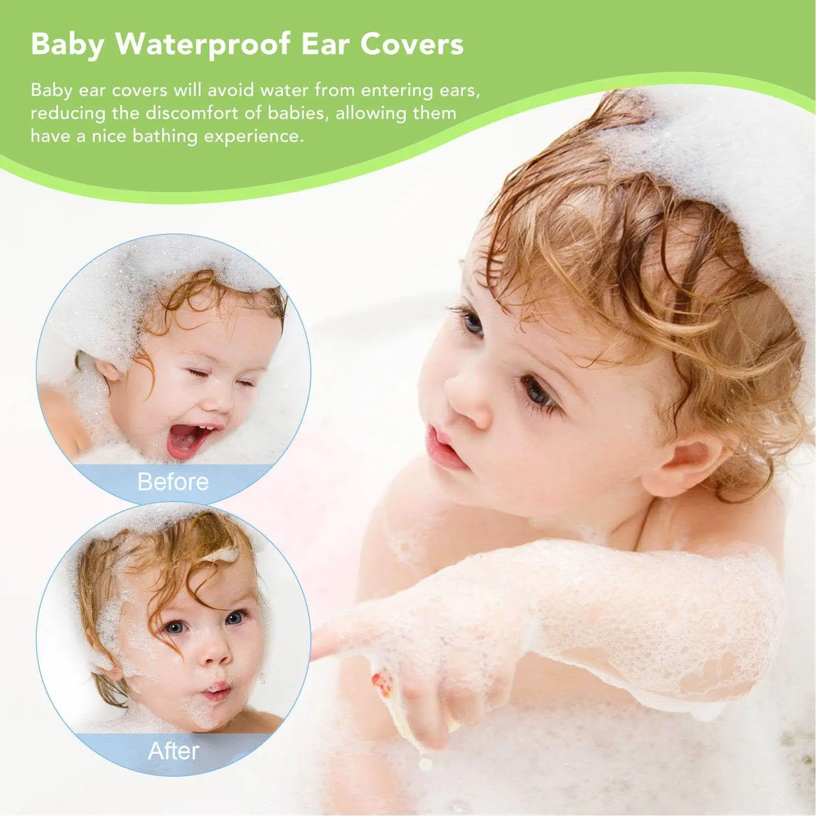 Waterproof Baby Shower Ear Covers - Disposable Cotton Ball Ear Protection for kids at for beach & Bath