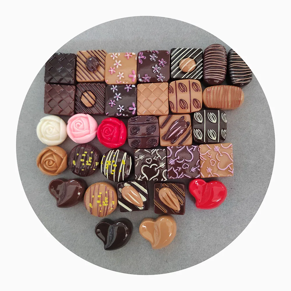 Assorted Mixed Artificial  Chocolate Candy Resin Flatback Flat Back Cabochon Craft Decoration Slime Beads For DIY Crafts