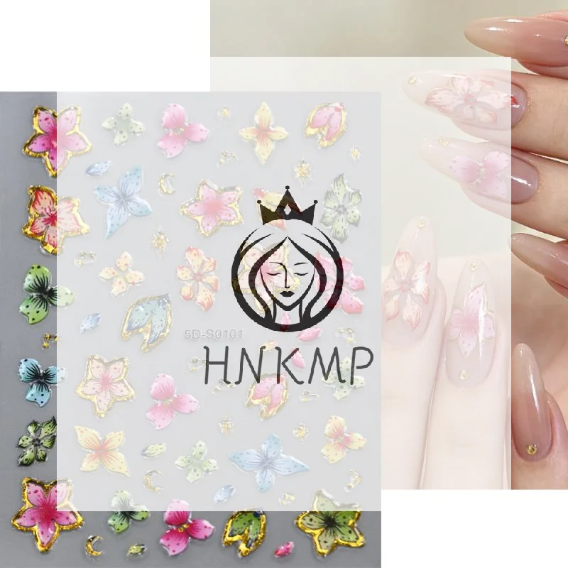 5D Petal Blossom Nail Stickers Floral Bronzing Spring Summer Design Self Adhesive for DIY Manicure Art  Salon Use
