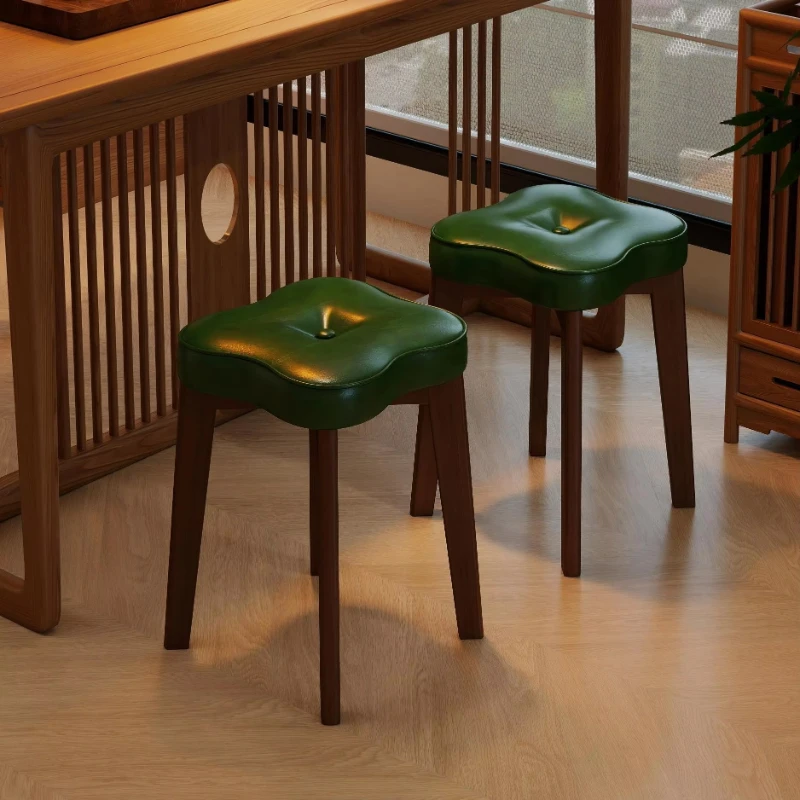 

Modern leather upholstered dining chair living room bench low coffee table shoe changing stool