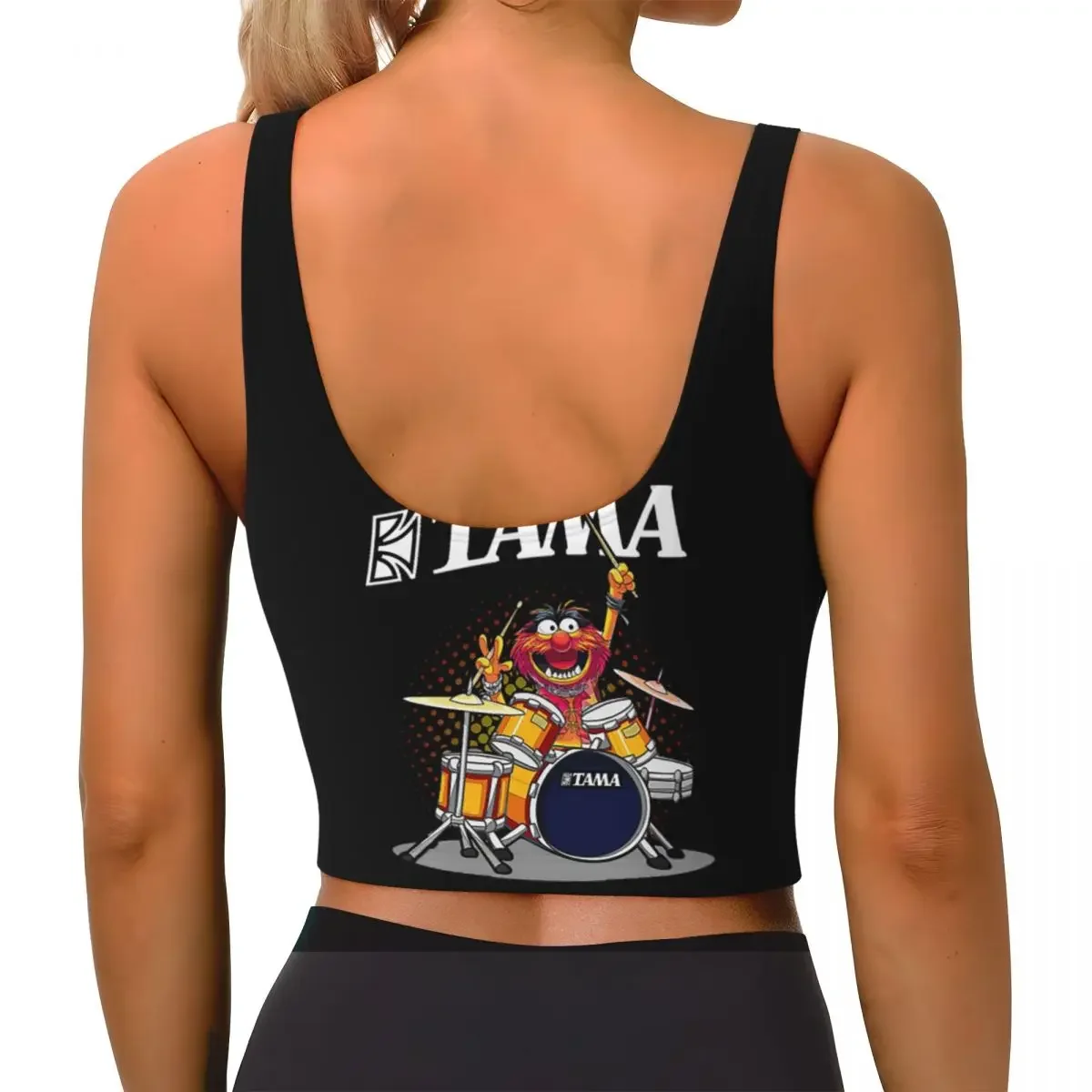 Custom ANIMAL DRUMMER TAMA DRUMS Women Sports Bras High Impact Vest Gym Workout Yoga Crop Tank Tops