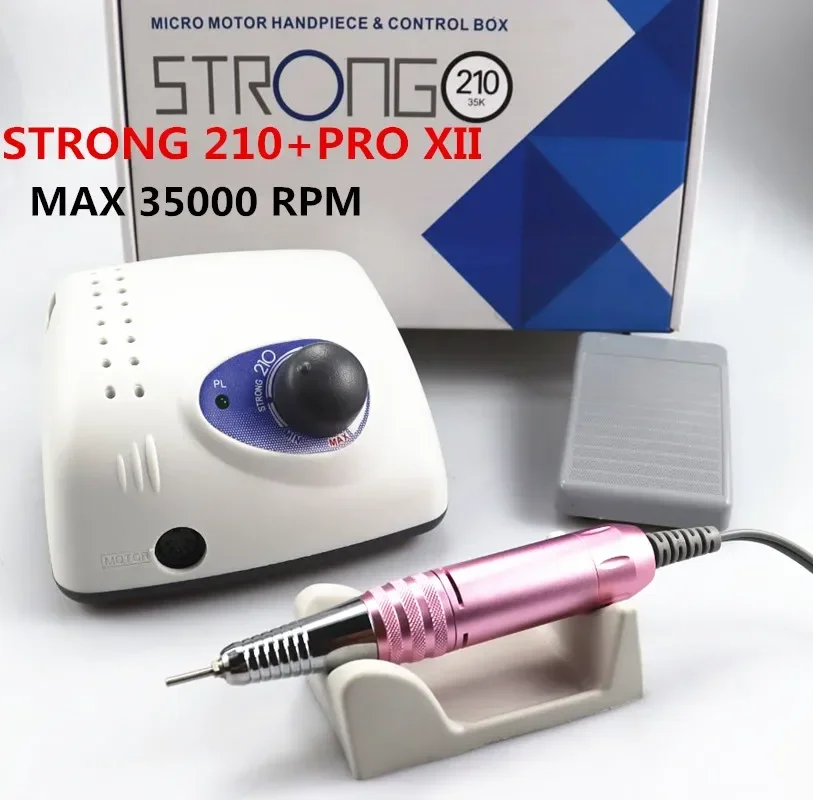 강력한 210 프로 XII 네일 드릴, 65W 35000 머신 커터, 매니큐어 전기 네일 드릴, 밀링 매니큐어 머신, 광택제 네일 파일