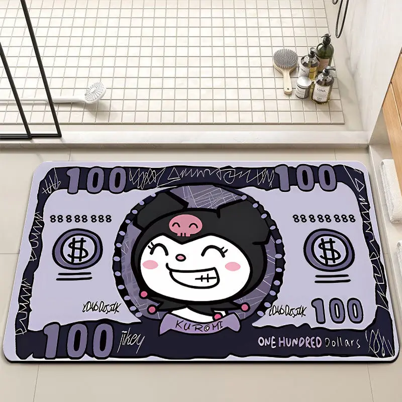 

Sanrio Kuromi милый мультяшный креативный утолщенный водонепроницаемый абсорбирующий Быстросохнущий Противоскользящий мягкий напольный коврик для ванной и ванной