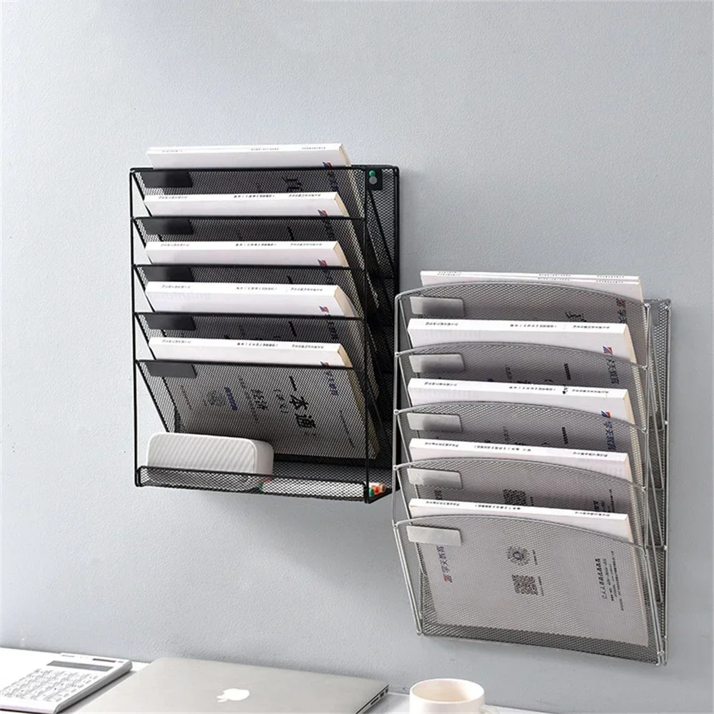 Hanging Metal Rack Five Layer Multifunctional Storage Holder Mail Magazine Office Paper Document Letter Paper Storage Tray