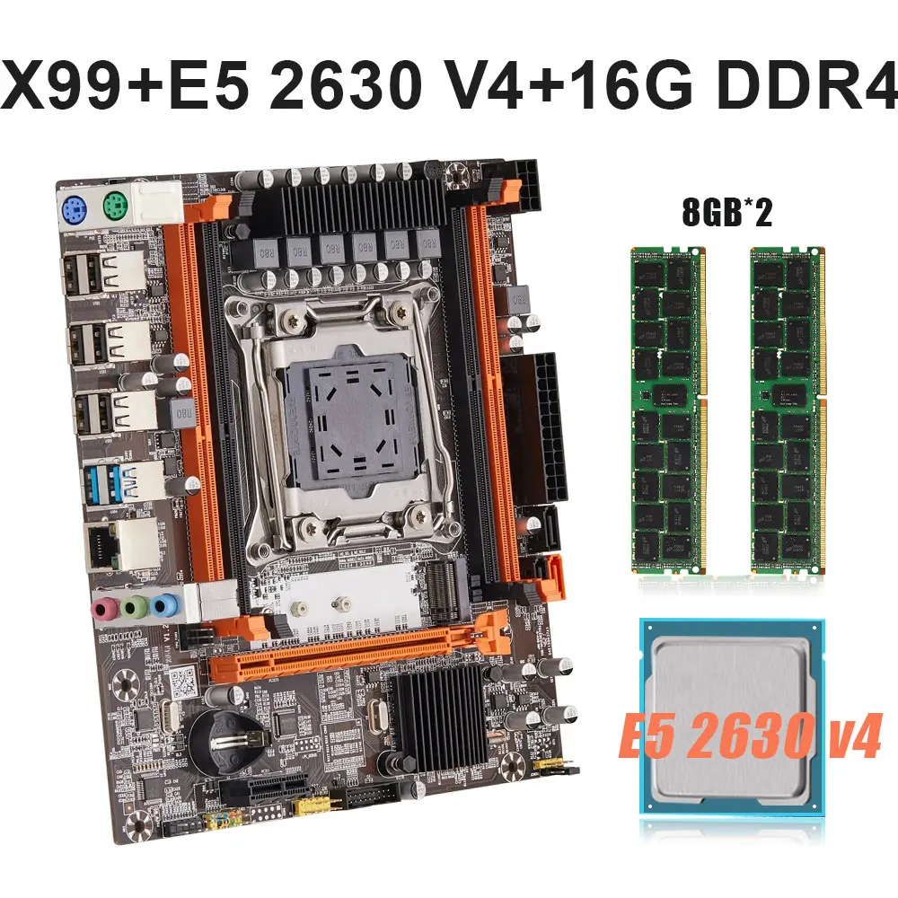 

Комплект материнской платы KEYIYOU X99H D4 LGA 2011-3 Xeon с 16 Гб DDR4 2133 МГц память ECC REG RAM и комплект Xeon E5 2630 V4 ЦП