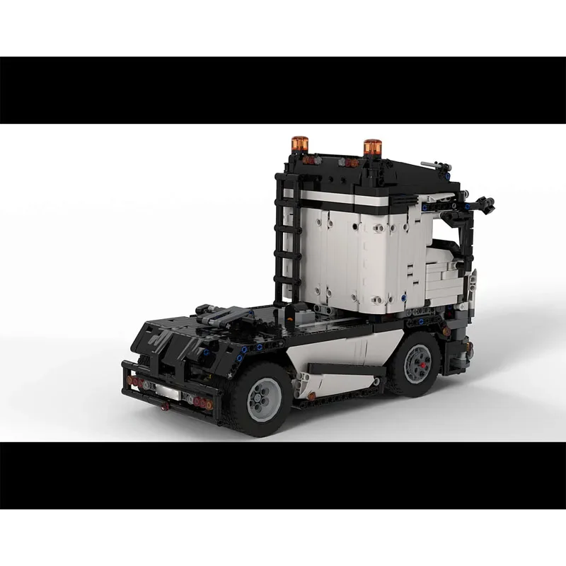 MOC-126367 White New Cargo Flat-Front Semi-Truck Building Block Model, 1483 Parts, Birthday and New Year Educational Toy Gift