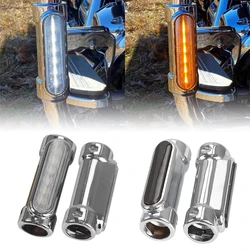For Harley turn signal Bike Touring Moto Bumper light Motorcycle Highway Bar Switchback Driving Light White Amber LED Crash Bars