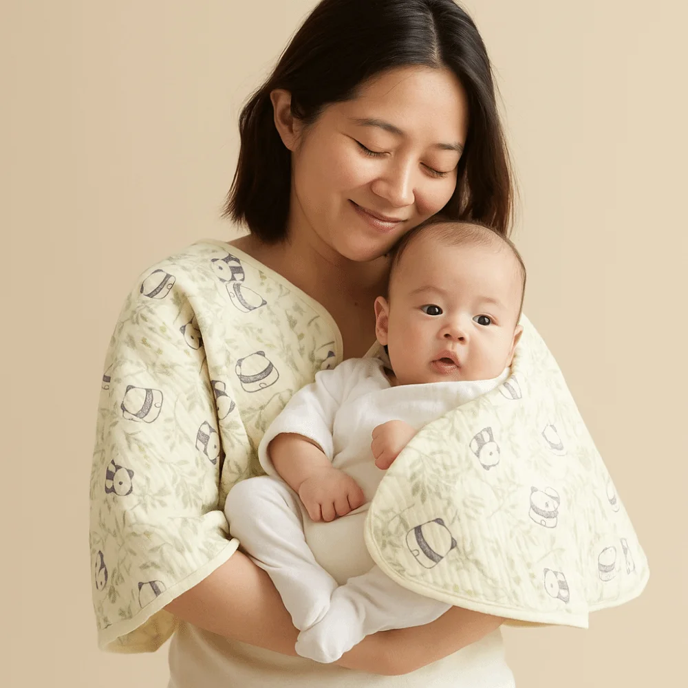 

Floral Printed Cotton Mother Cape Blanket Breathable Keep Warm Cartoon Mommy Shawl Soft Feeding Cover Summer Warm Shawl Cloak