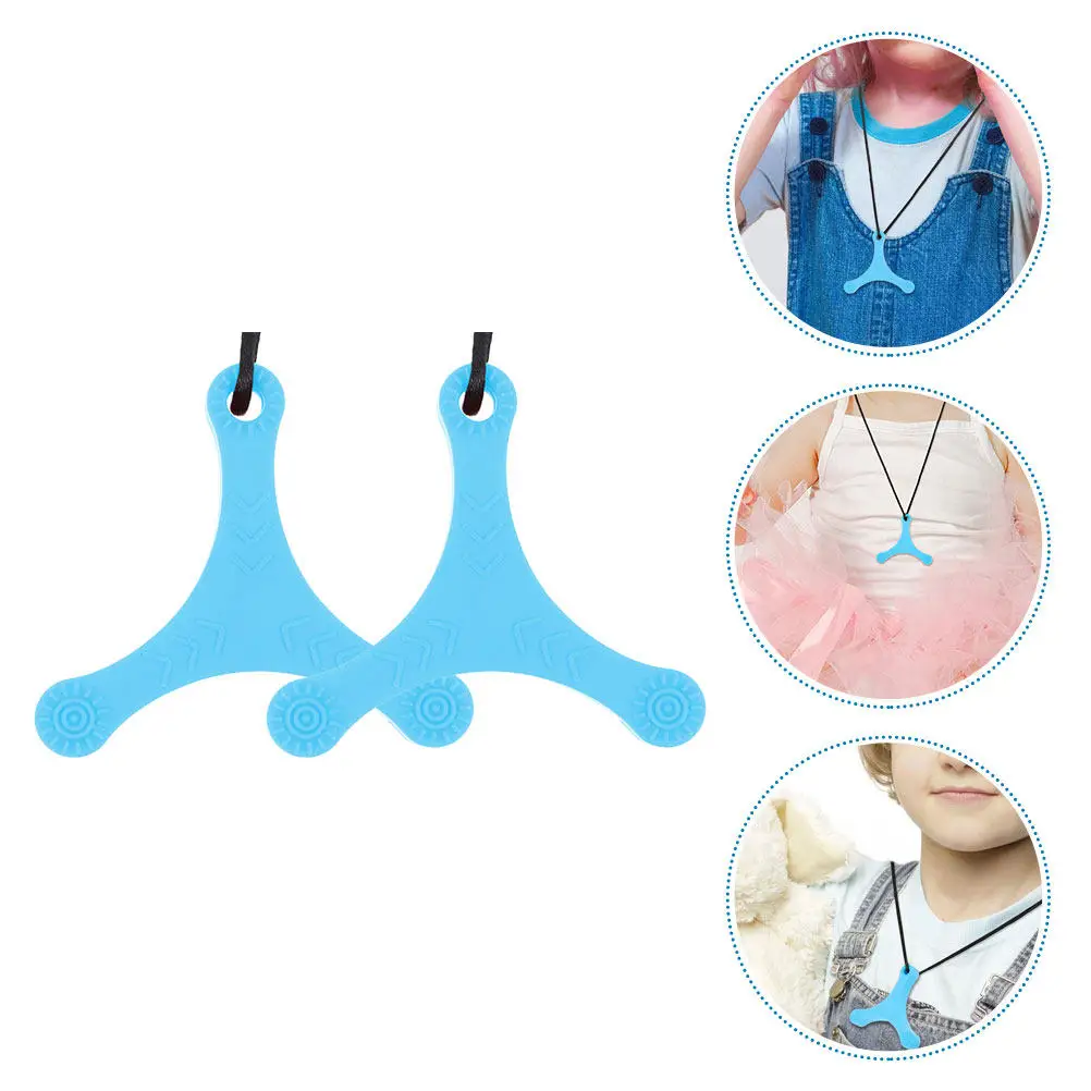 2Pcs Silicone Necklaces Baby Teething Chew Pendant Lightweight Sensory Necklace for Kids Teeth Grinding Relief