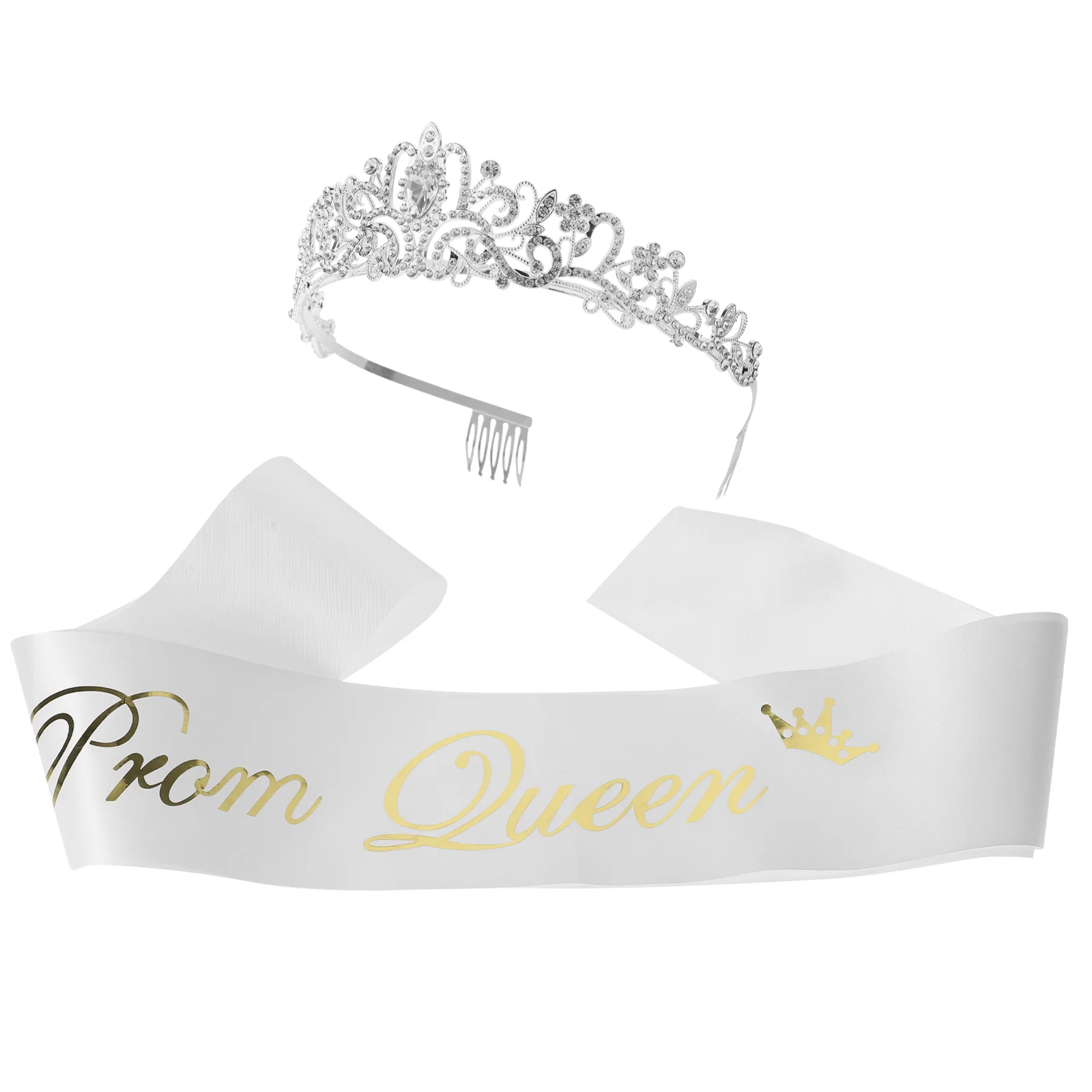 Graduation Decoration Set Prom Sash Girls Outfits Rhinestones Queen Satin Decorations Crown Costumes and