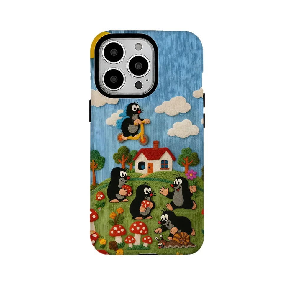 

Ins Korean Blue Mushroom Mole Case for IPHONE 16ProMax 15 14 13 12 11 PRO 16Plus XR Acrylic TPU Two in One Magnetic Phone Cases